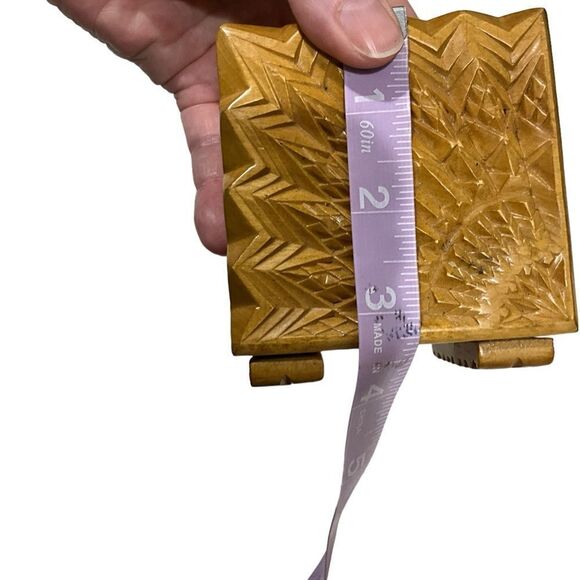 ROYAL TABULA Small Carved Wooden Box Wedding/Engagement Ring Bearer Ring Box - Picture 13 of 13